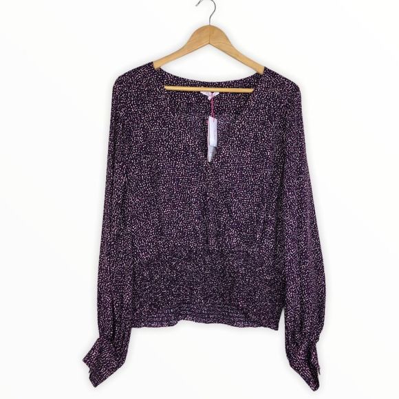 Parker Matilda Funfetti Silk Smocked Surplice Top NWT - Picture 4 of 14